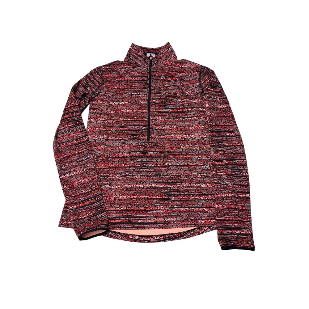 Nike Pro Dri-FIT Womens Large Quarter Zip‎ Pullover Red Black Abstract Print Top